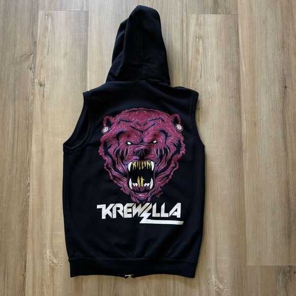 Krewella Zip Up Hoodie Vest DJ EDM Dance Rock Pop Killin It Purple Bear Medium - Picture 1 of 4